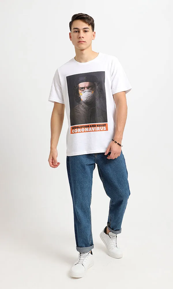 95187 White Corona Virus Slip On Round Neck Tee