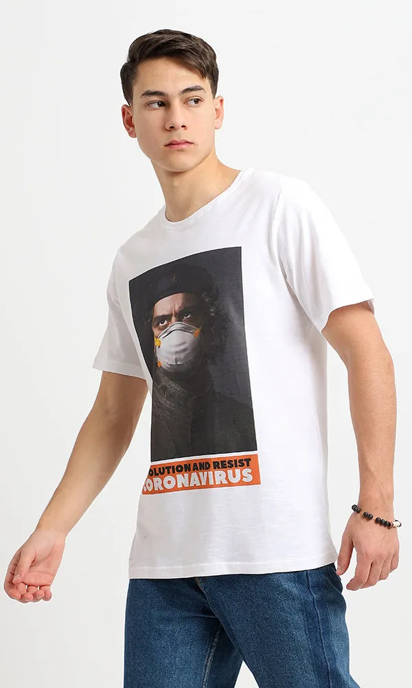 95187 White Corona Virus Slip On Round Neck Tee
