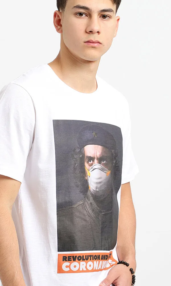 95187 White Corona Virus Slip On Round Neck Tee