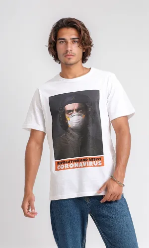 95187 White Corona Virus Slip On Round Neck Tee