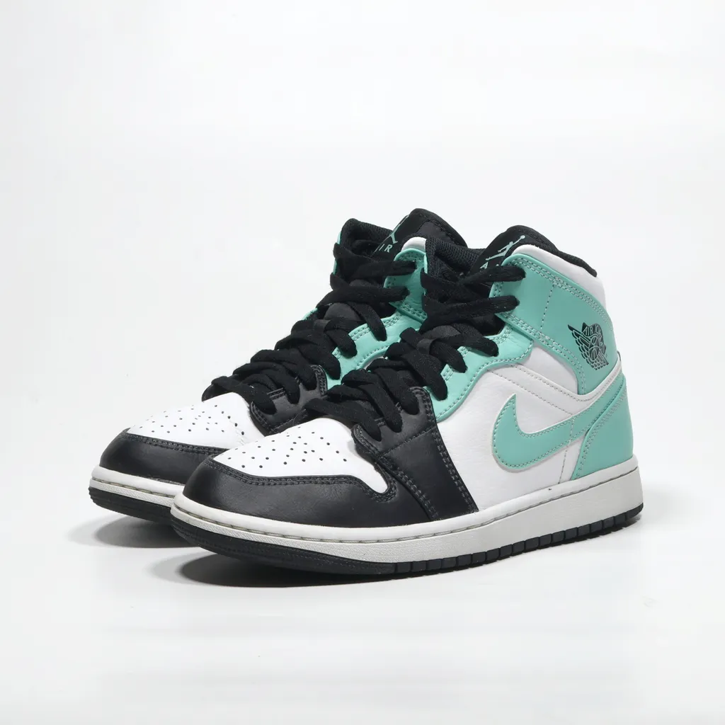 Air Jordan Air Jordan 1 Mid High-Top Sneakers Leather Green Color For Men