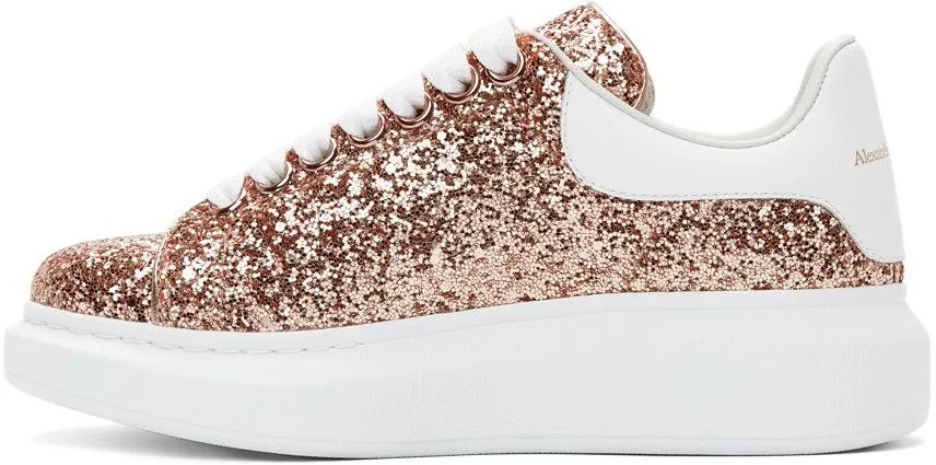 Alexander McQueen Pink Glitter Oversized Sneakers
