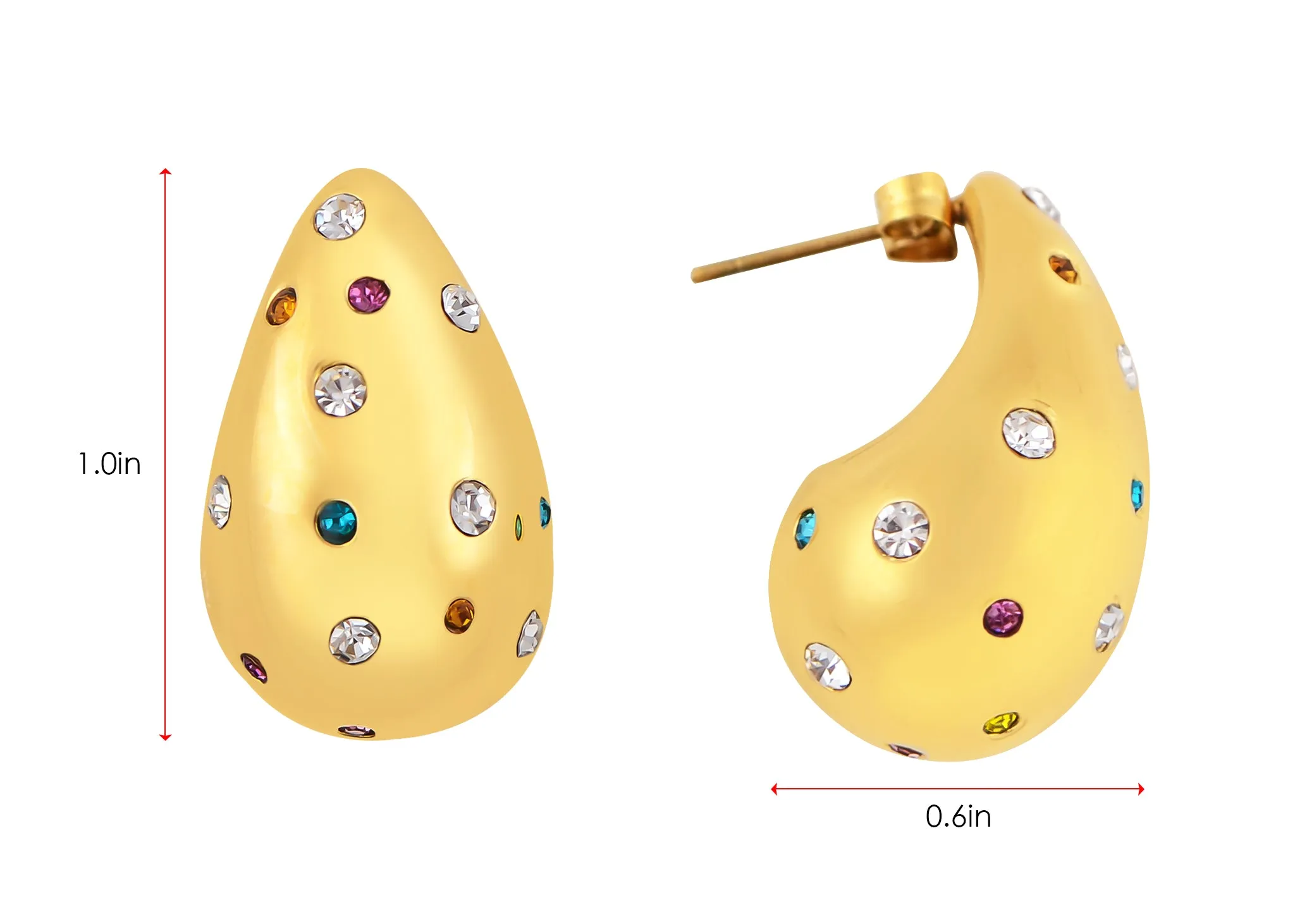 Alilang 18K Gold Plated Teardrop Chunky Earrings Waterdrop Earrings Lightweight Dupes Earrings