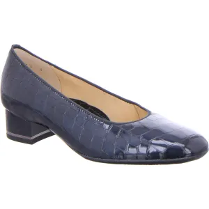 Ara Ladies Croco Court Shoe Navy
