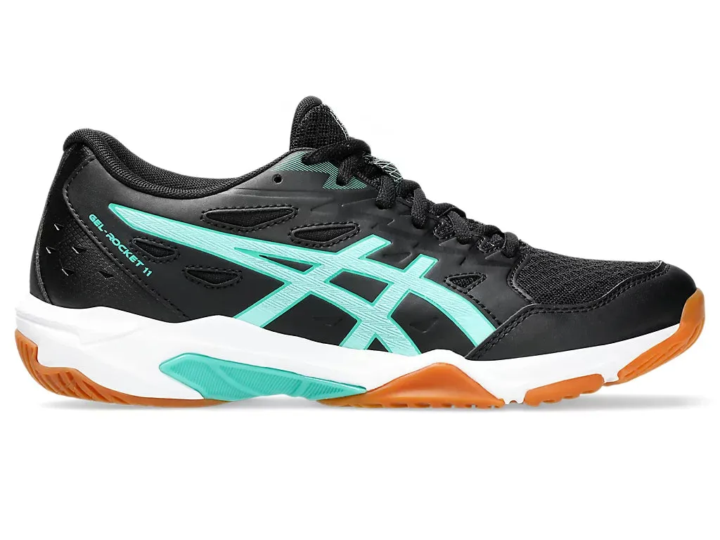 Asics Women's GEL-ROCKET 11 Indoor Shoes in Black/Illuminate Mint
