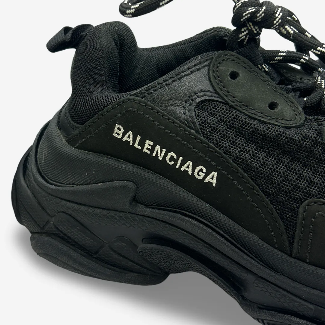 Balenciaga Women's Black Suede And Neoprene Triple S Sneakers