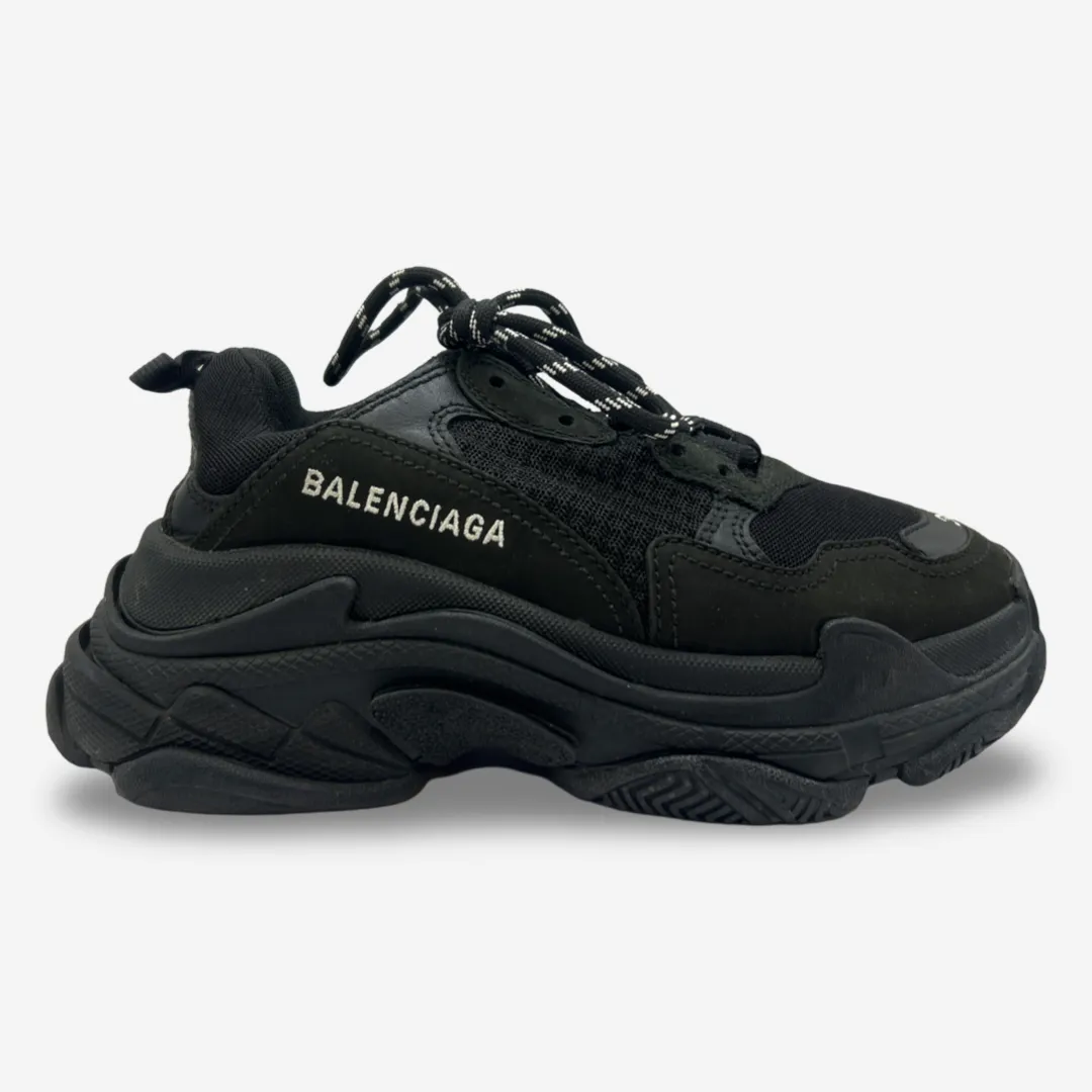 Balenciaga Women's Black Suede And Neoprene Triple S Sneakers