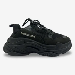 Balenciaga Women's Black Suede And Neoprene Triple S Sneakers