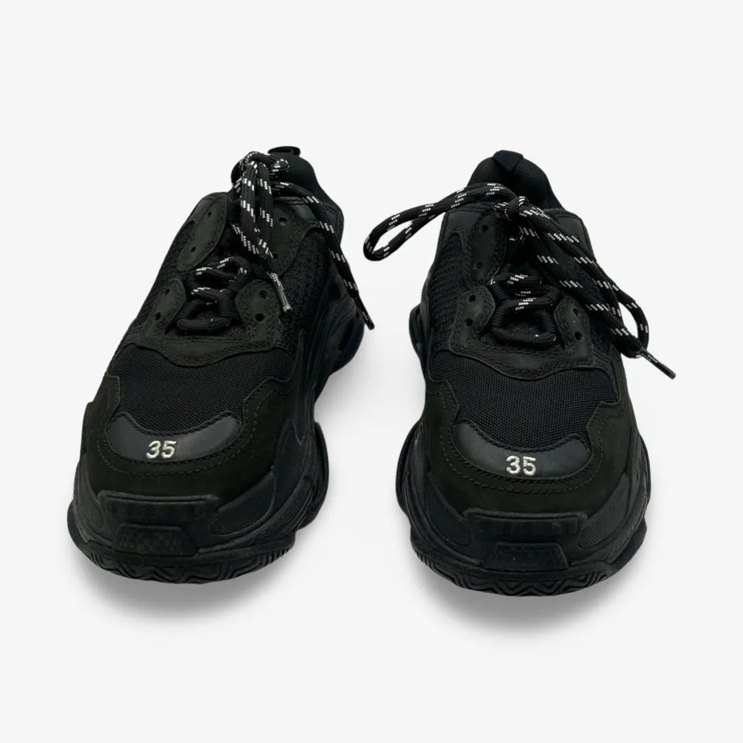 Balenciaga Women's Black Suede And Neoprene Triple S Sneakers