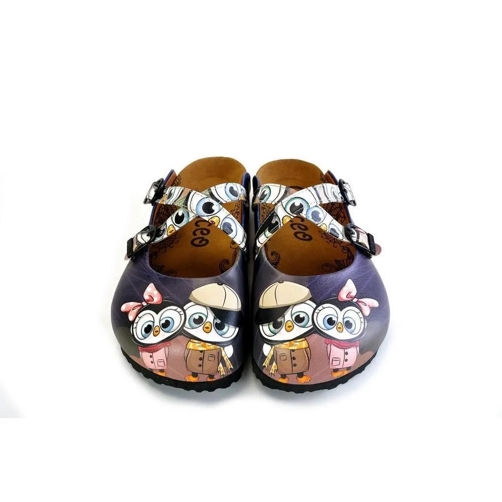 Black Cute Penguins Patterned Clogs - WCAL175