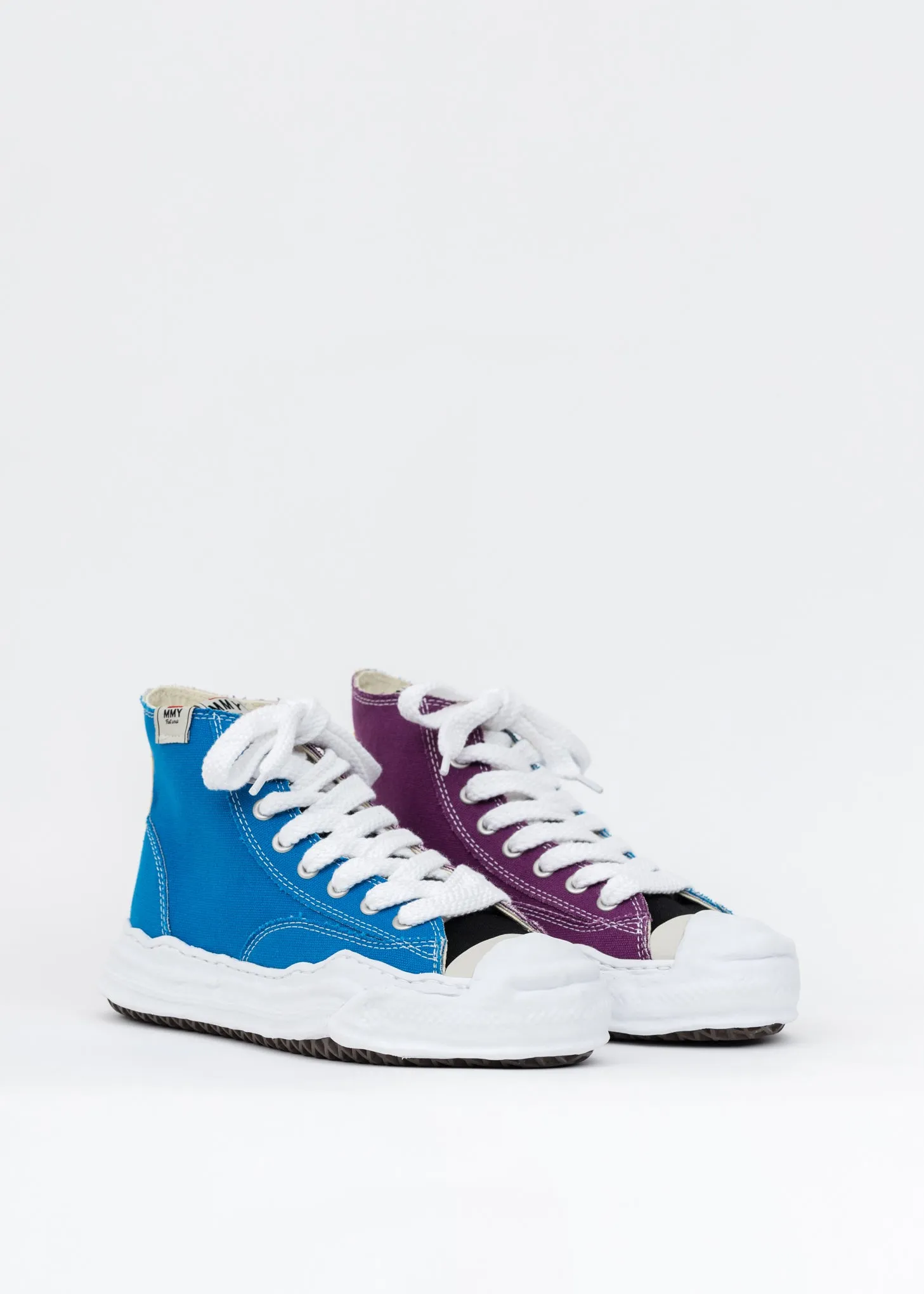 Blue And Purple Original Sole Toe Cap Canvas Hicut Sneaker