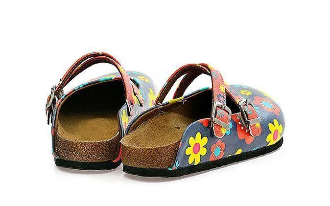 Blue Floral Cross-Strap Clogs WCAL129