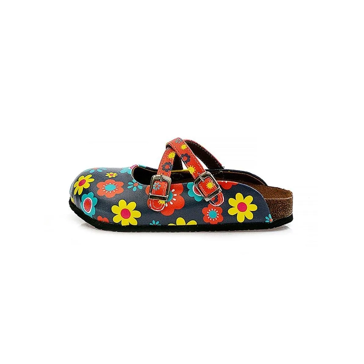 Blue Floral Cross-Strap Clogs WCAL129