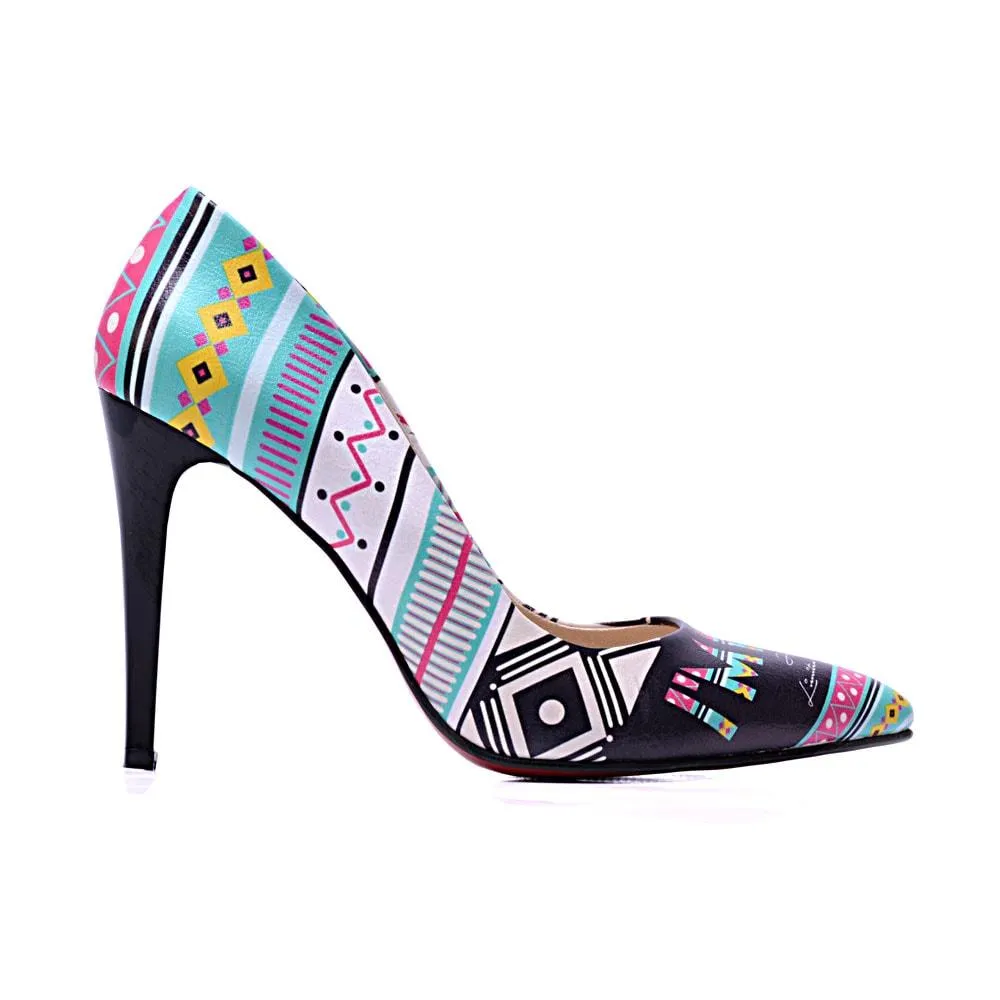 Blue Pattern Heel Shoes STL4407