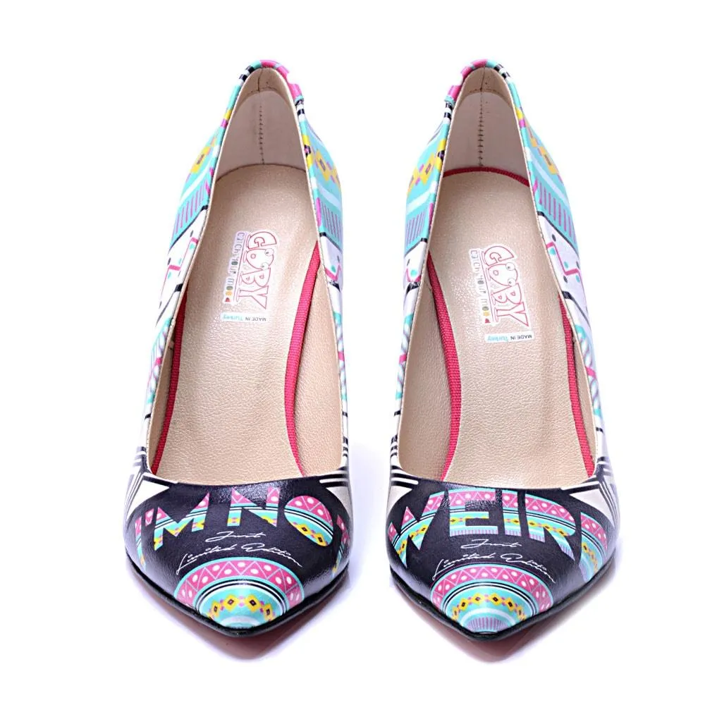 Blue Pattern Heel Shoes STL4407