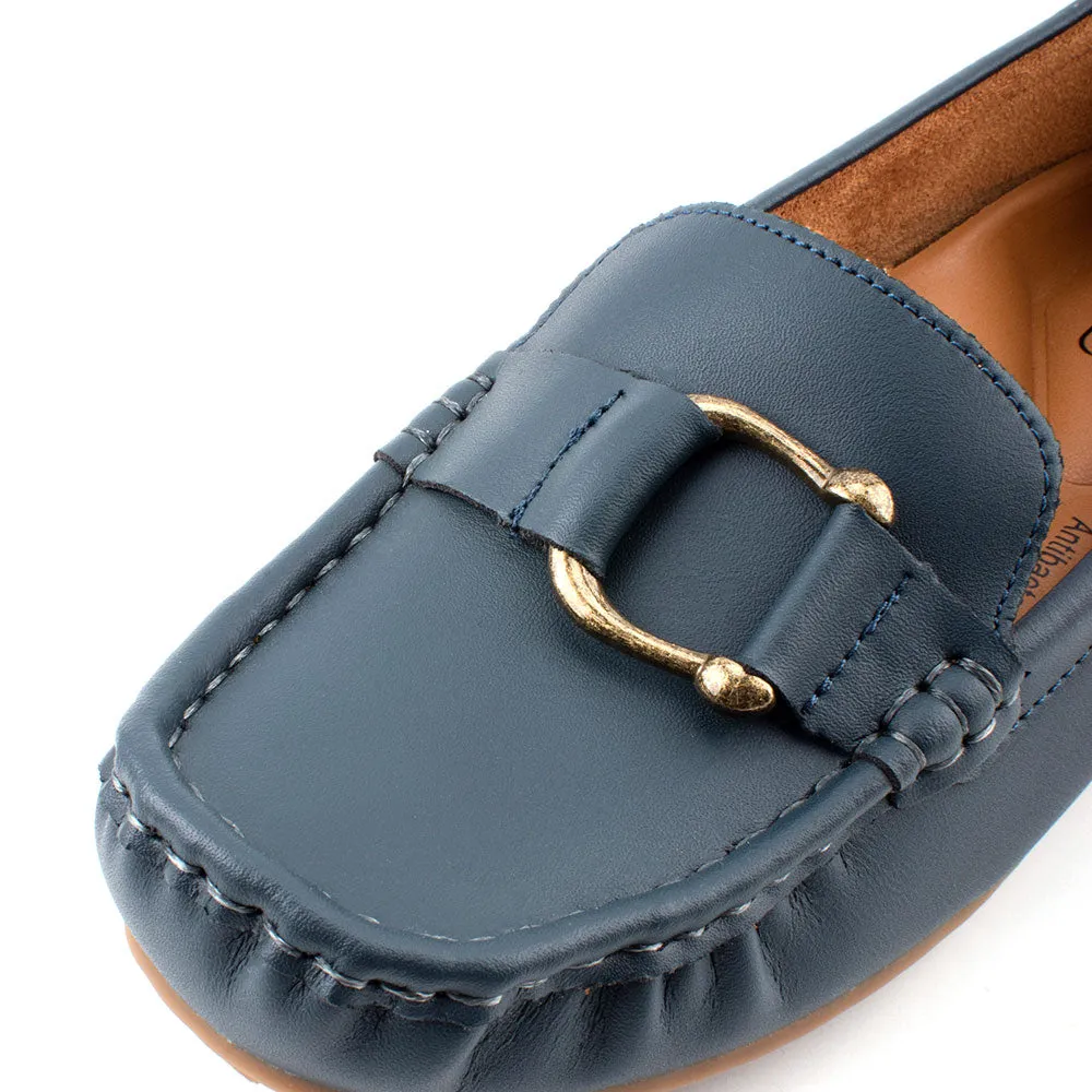 camel active Women Buckle Slip-On Loafers  with Panel Design Ladies Beyonce -752302-KT02SV-43-NAVY