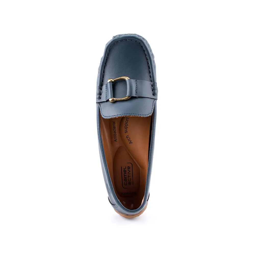 camel active Women Buckle Slip-On Loafers  with Panel Design Ladies Beyonce -752302-KT02SV-43-NAVY