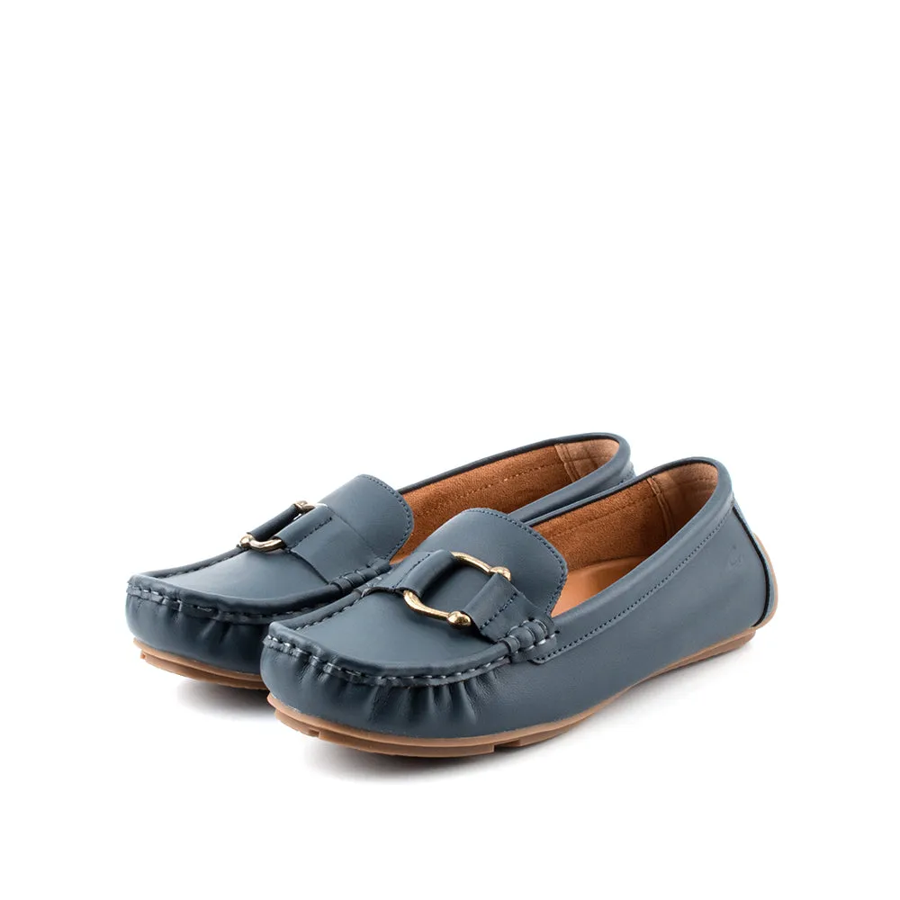 camel active Women Buckle Slip-On Loafers  with Panel Design Ladies Beyonce -752302-KT02SV-43-NAVY