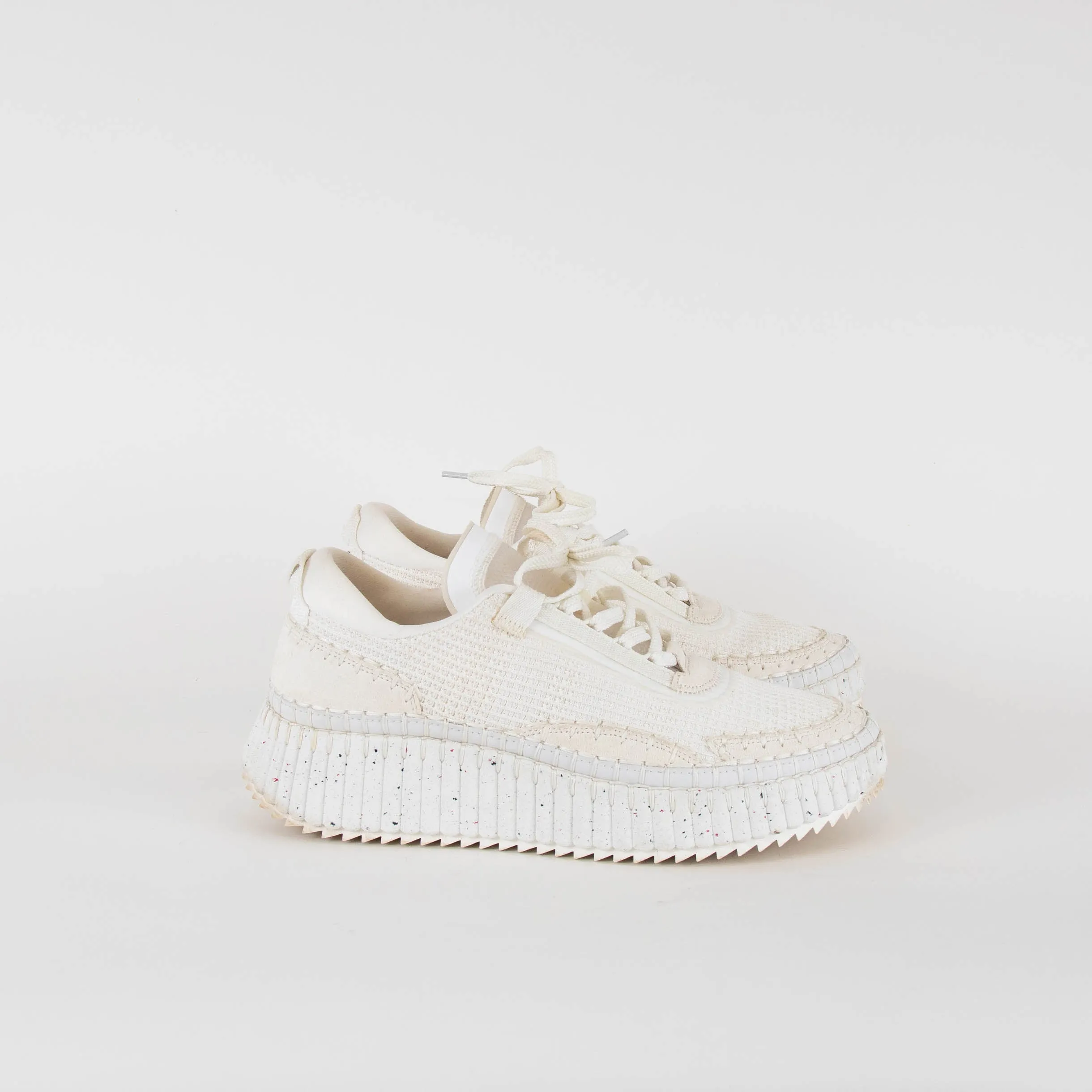 Chloe White Knitted Nama Sneakers