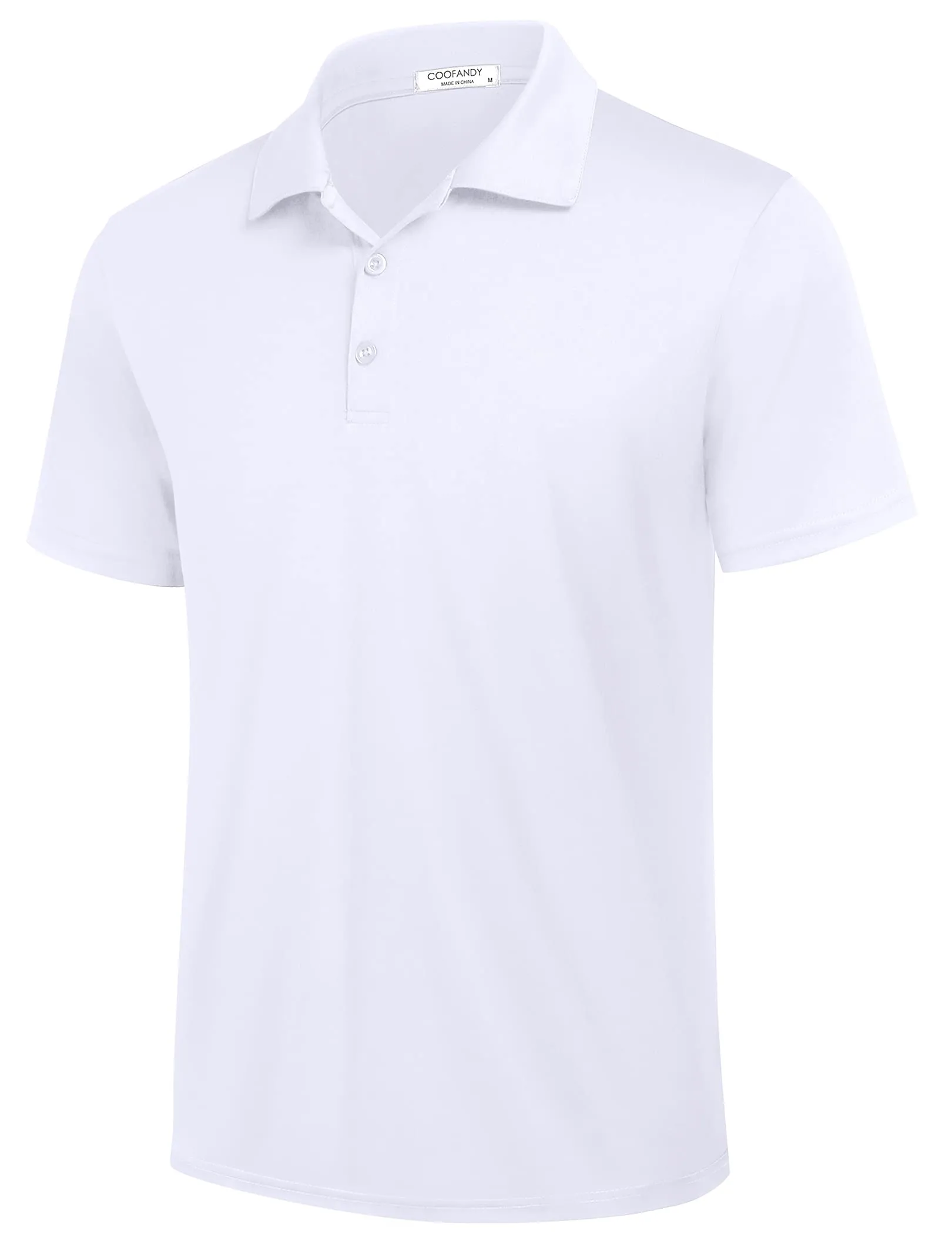 COOFANDY Mens Athletic Polo Shirts Performance Golf Shirts for Men Big and Tall, White, Large