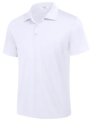 COOFANDY Mens Athletic Polo Shirts Performance Golf Shirts for Men Big and Tall, White, Large