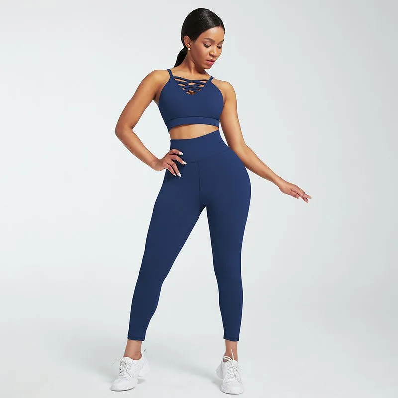 Crossover Design Buttery Soft Two Piece Yoga Suit Loungewear