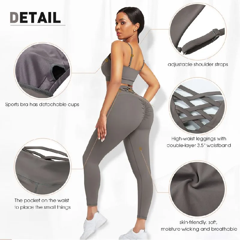 Crossover Design Buttery Soft Two Piece Yoga Suit Loungewear