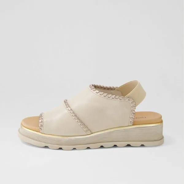 Django & Juliette Carlenet Almond Champagne Leather Sandals