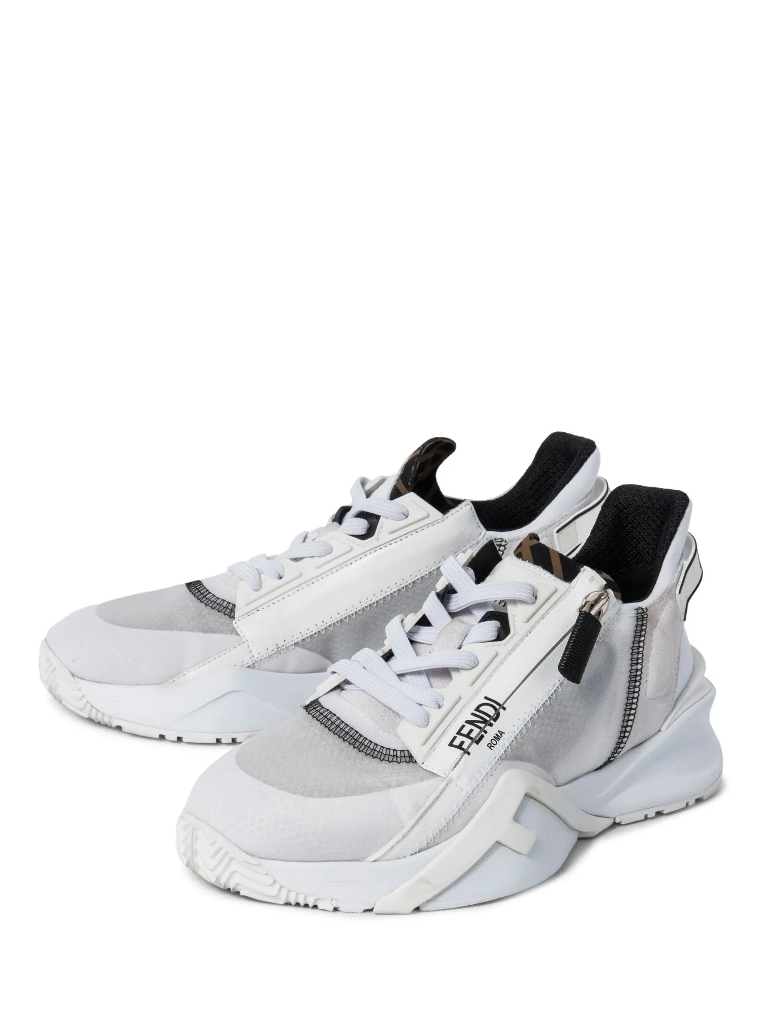 Fendi Zucca Logo Translucent Chunky Sneakers White