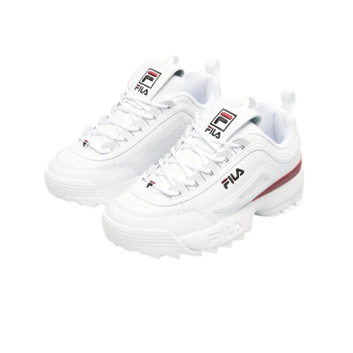 Fila Womens Disruptor II Premium Fashion Sneakers 5XM02305-113 White/Black/Red