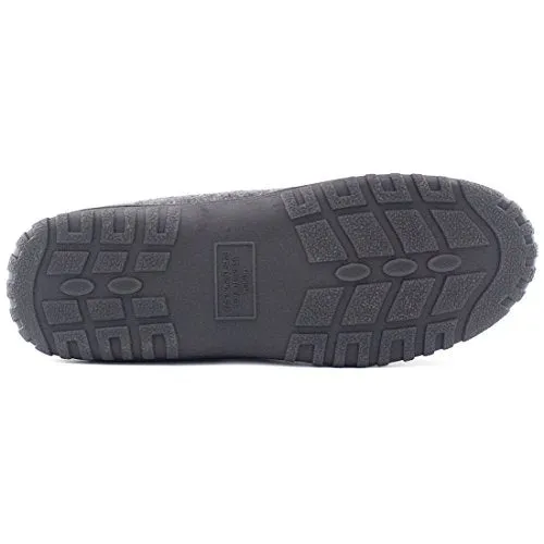 HomeTop Men’s Indoor Outdoor Wool Micro Suede Faux Fur Lining Moccasin Slippers Flats (US Men’s 11-12, Dark Gray)