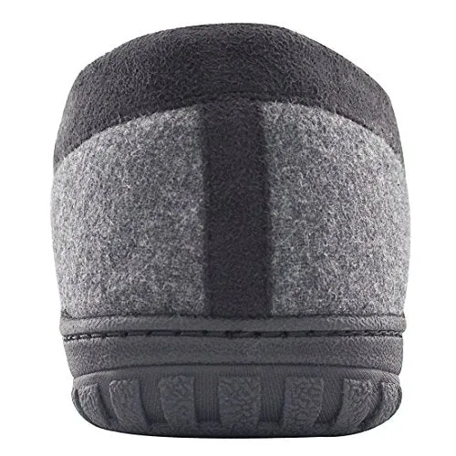HomeTop Men’s Indoor Outdoor Wool Micro Suede Faux Fur Lining Moccasin Slippers Flats (US Men’s 11-12, Dark Gray)