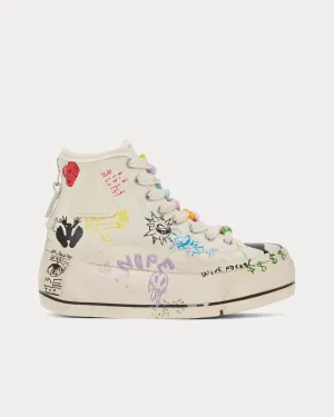 Kurt Scribbles Canvas Ecru High Top Sneakers