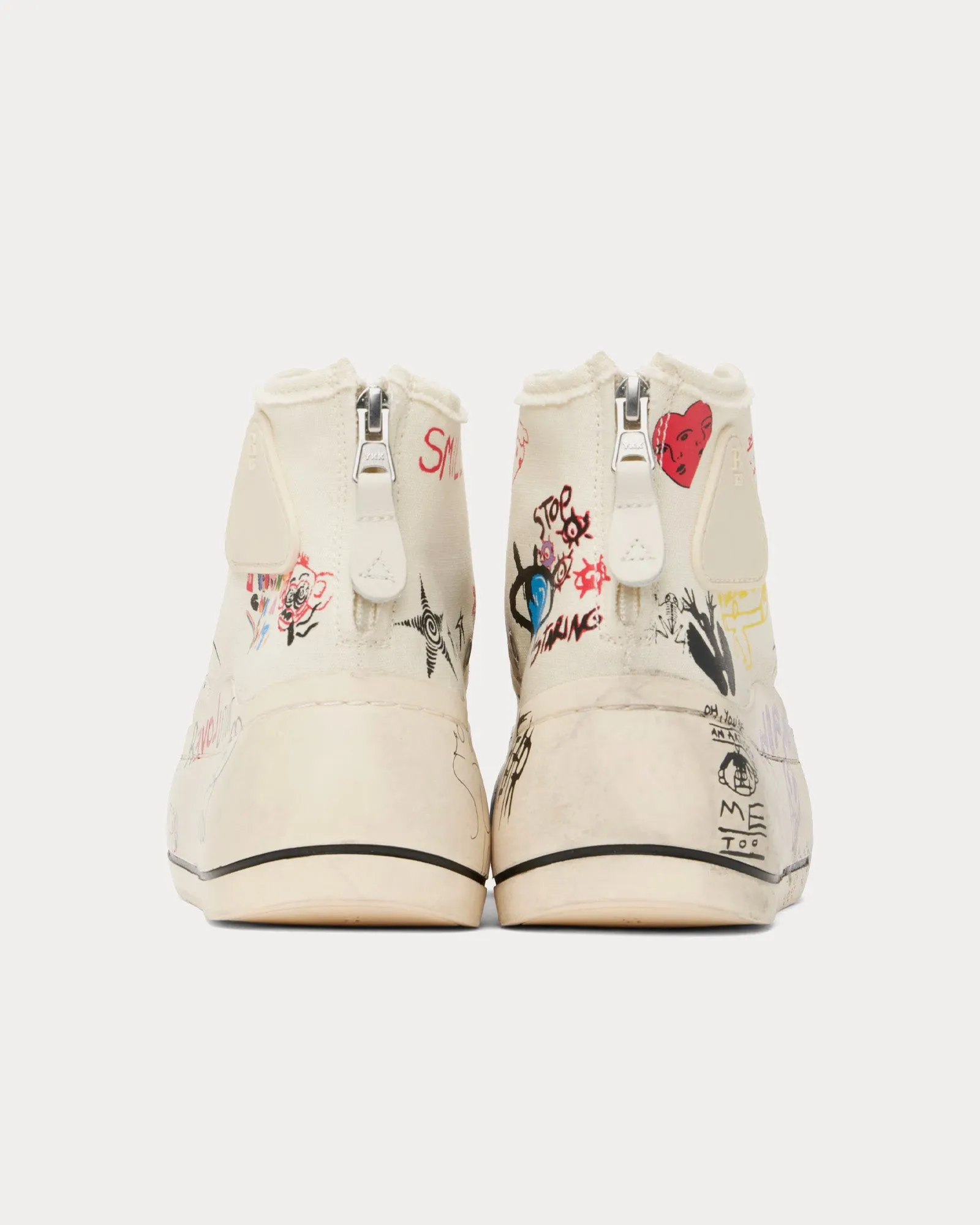 Kurt Scribbles Canvas Ecru High Top Sneakers