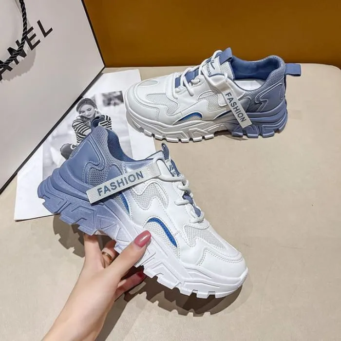 Lettering Label Applique Ombre Platform Sneakers