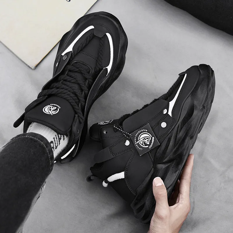 Men's Leather High-Top Chunky Casual Sneakers