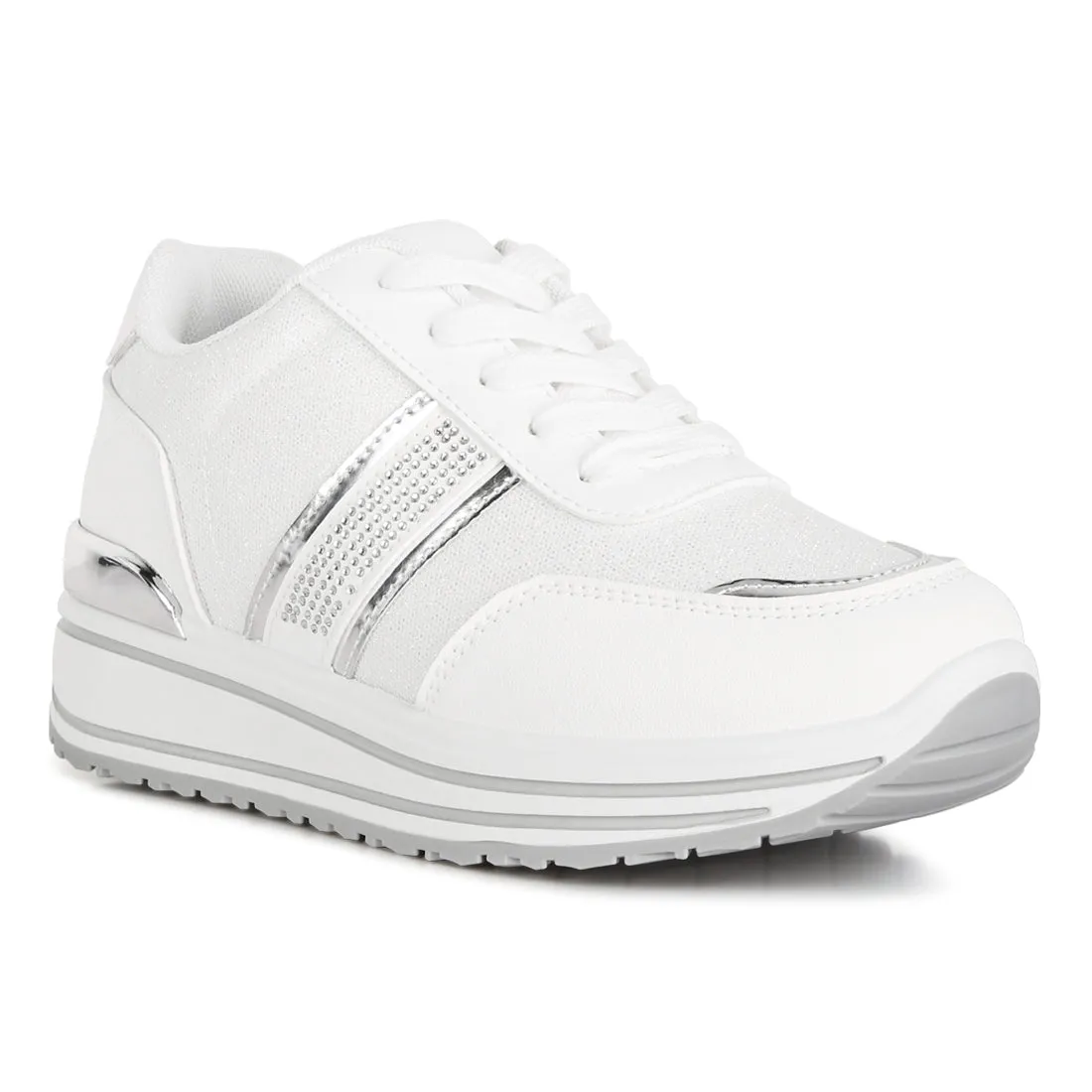 Metallic Panel Platform Sneakers