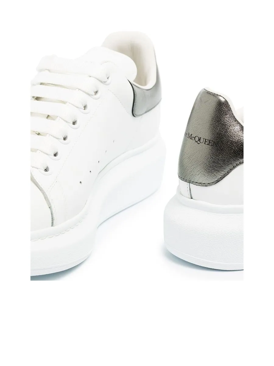 Metallic Silver Leather Sneakers