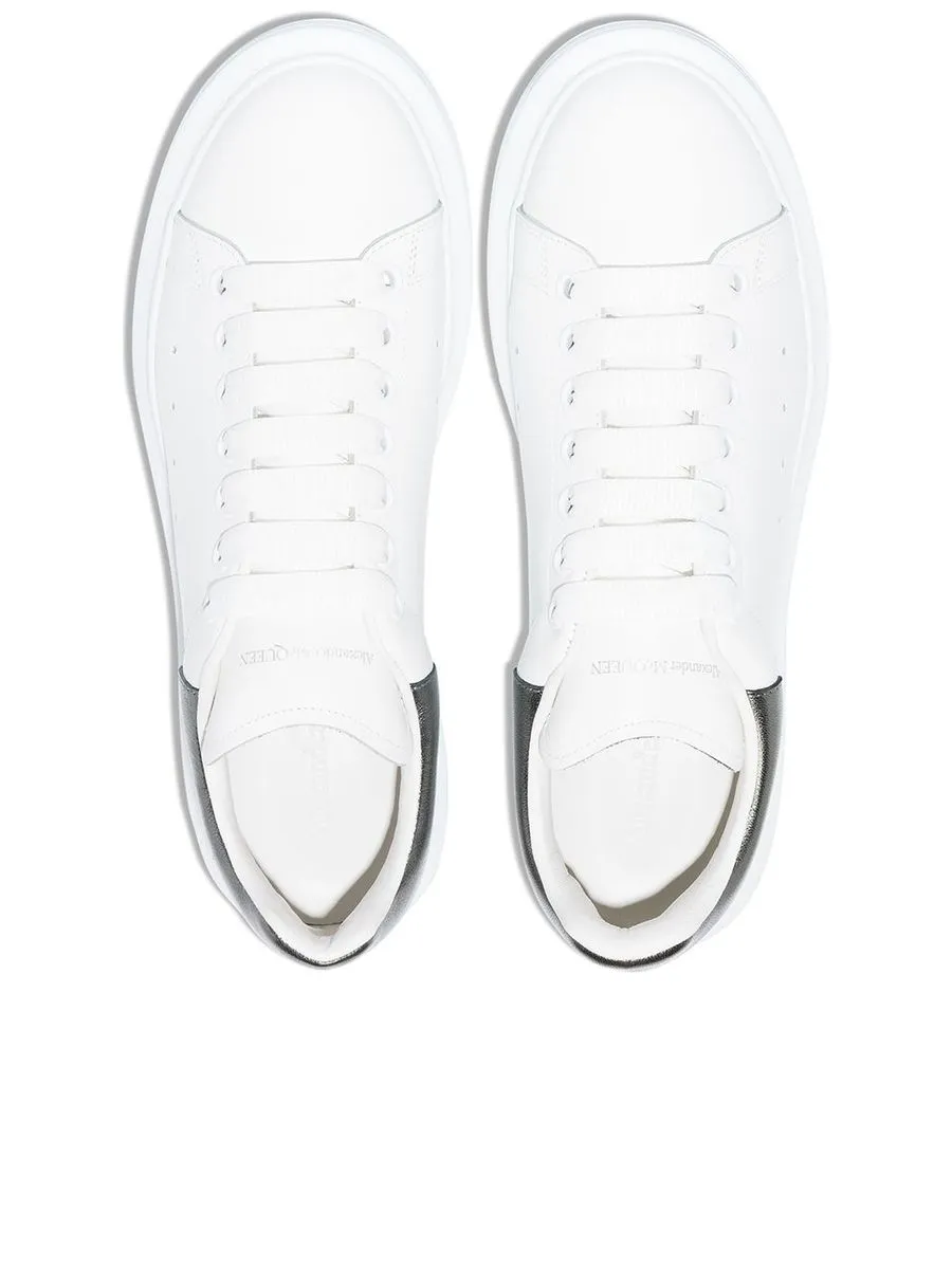 Metallic Silver Leather Sneakers