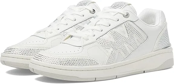 Michael Kors Women's Rebel Rhinestone Logo Sneakers  Optic White