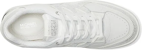 Michael Kors Women's Rebel Rhinestone Logo Sneakers  Optic White