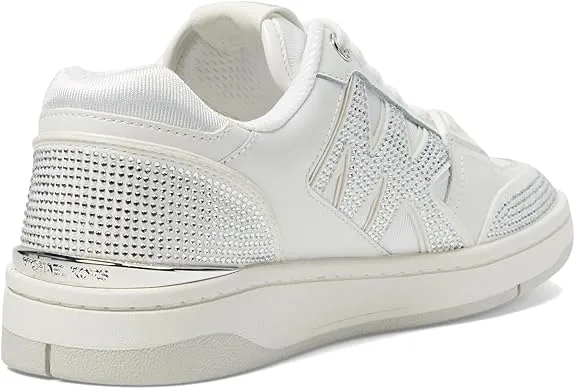 Michael Kors Women's Rebel Rhinestone Logo Sneakers  Optic White