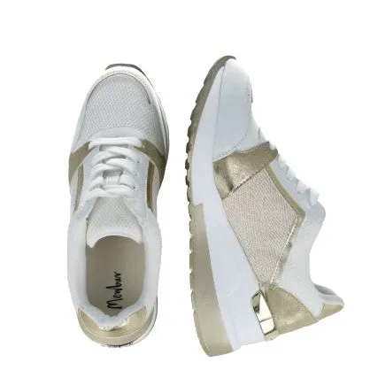 MM 23140 White & Champagne Sneakers