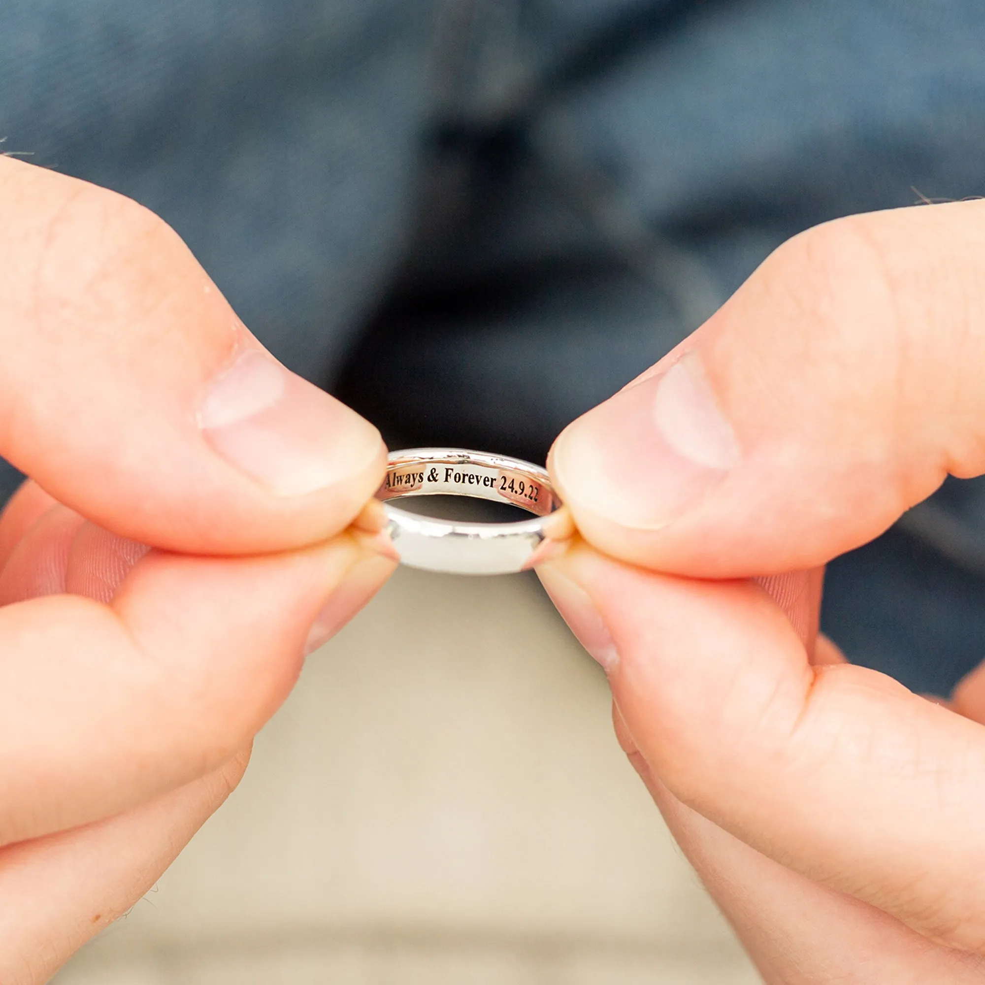 Personalised Message 6mm Wide Silver Ring
