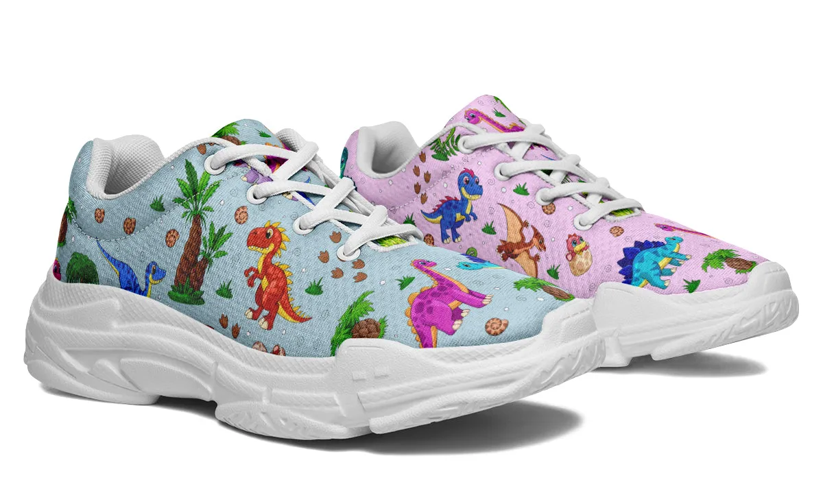 Pink And Blue Mismatched Baby Dinos Chunky Sneakers