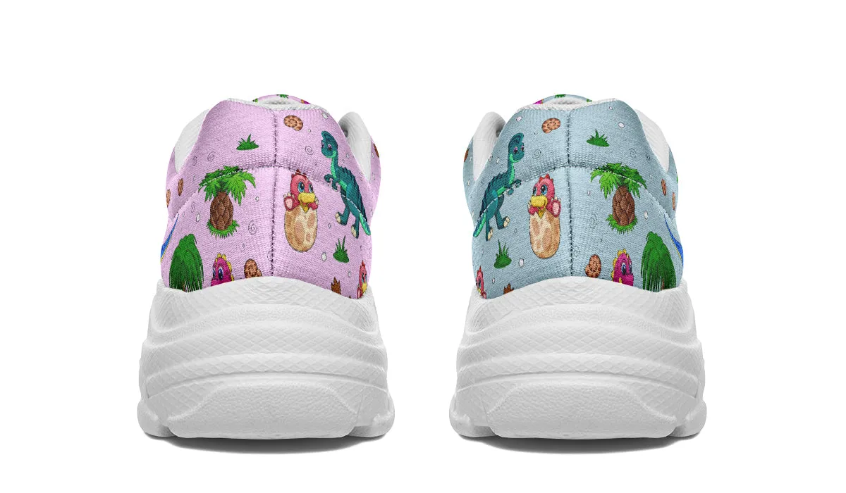 Pink And Blue Mismatched Baby Dinos Chunky Sneakers