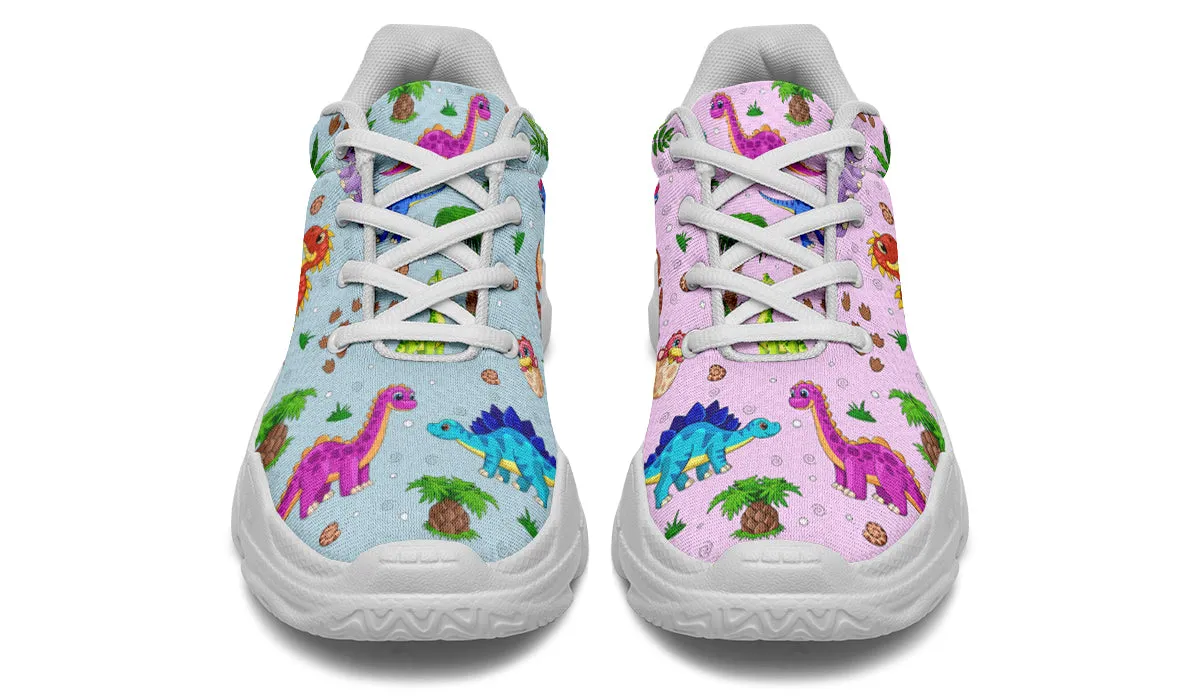 Pink And Blue Mismatched Baby Dinos Chunky Sneakers