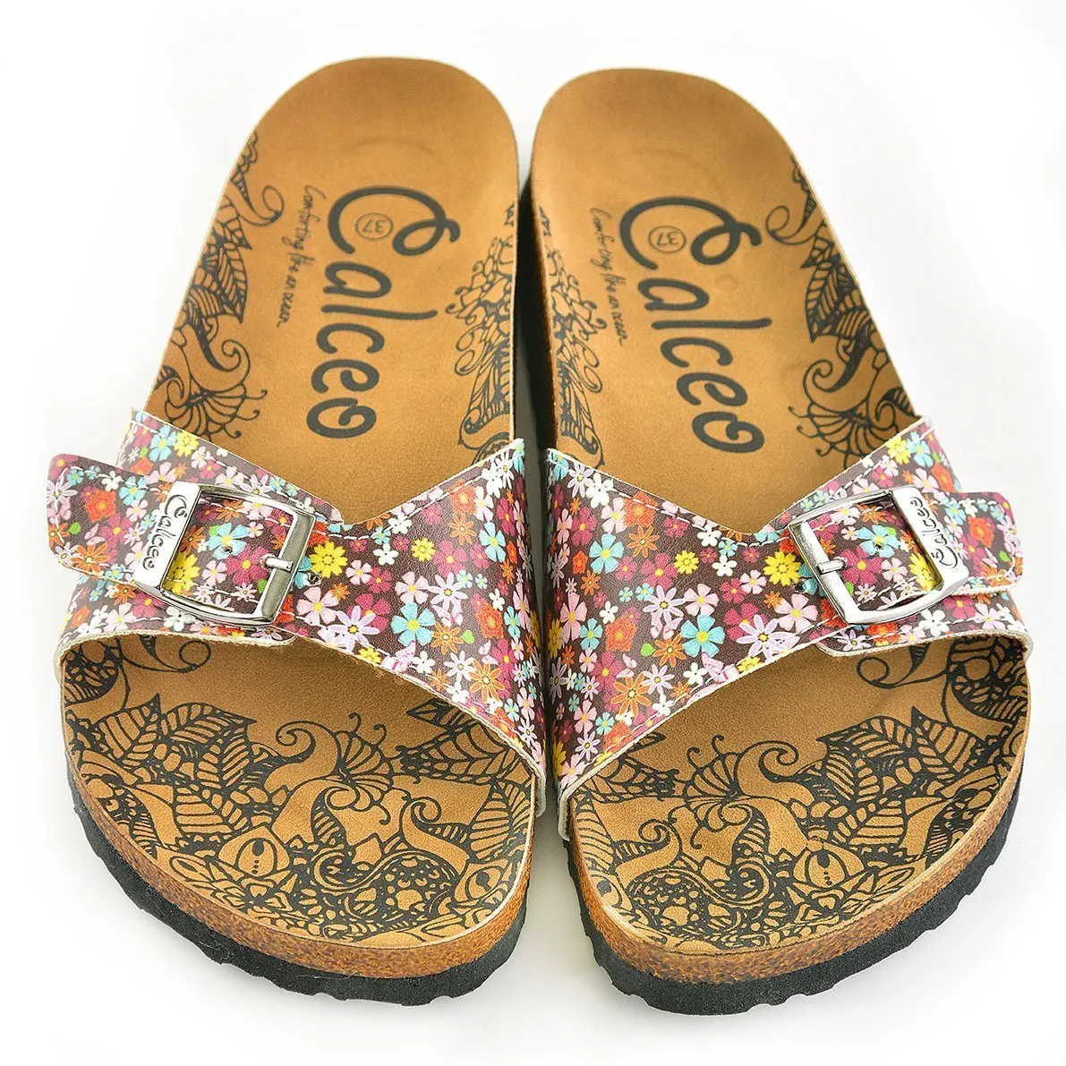 Pink Floral Buckle-Accent Sandal CAL908