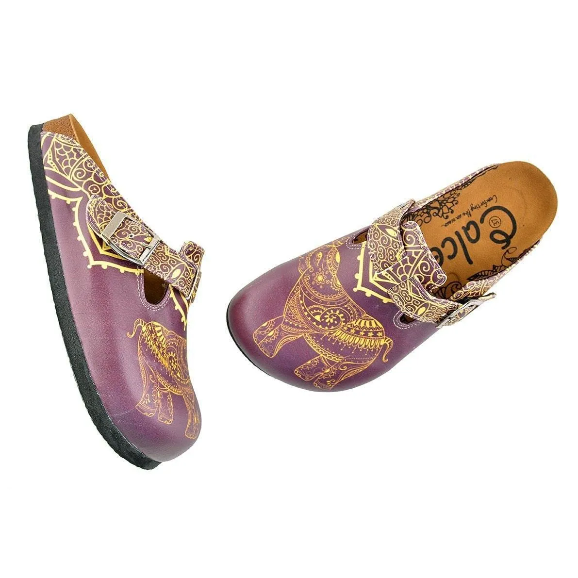 Purple & Yellow Elephant Clogs WCAL345