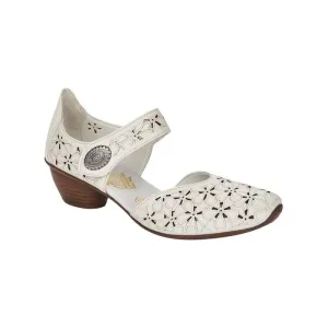 Rieker OFF WHITE Mary Jane Bar Low Heel  Shoe 43786-80
